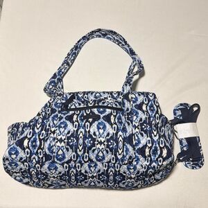 Vera Bradley Quilted Shoulder Bag Ikat Island Navy Blue Retired Print